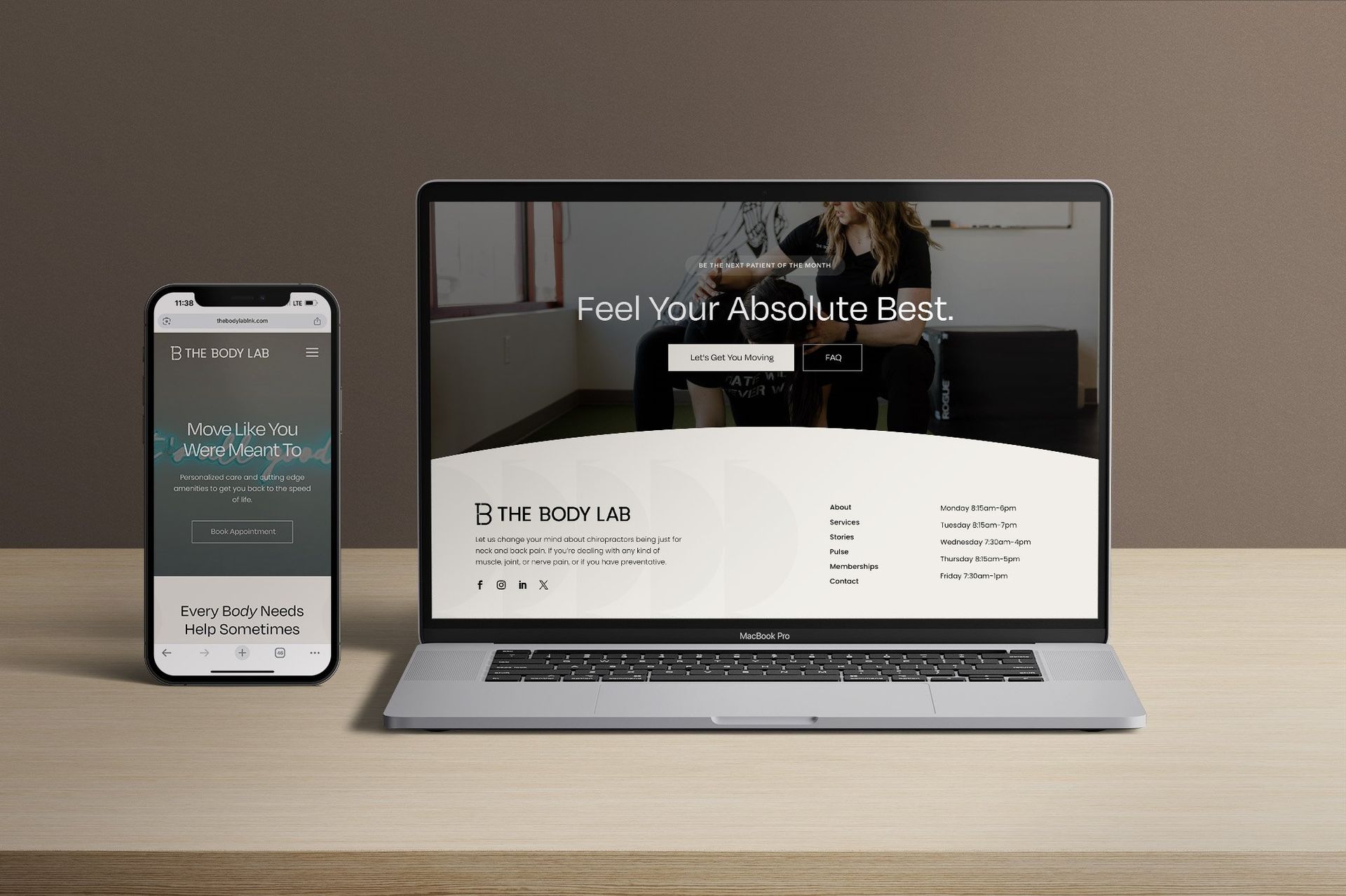 The Body Lab website shown on a phone and laptop by ARTILLERY