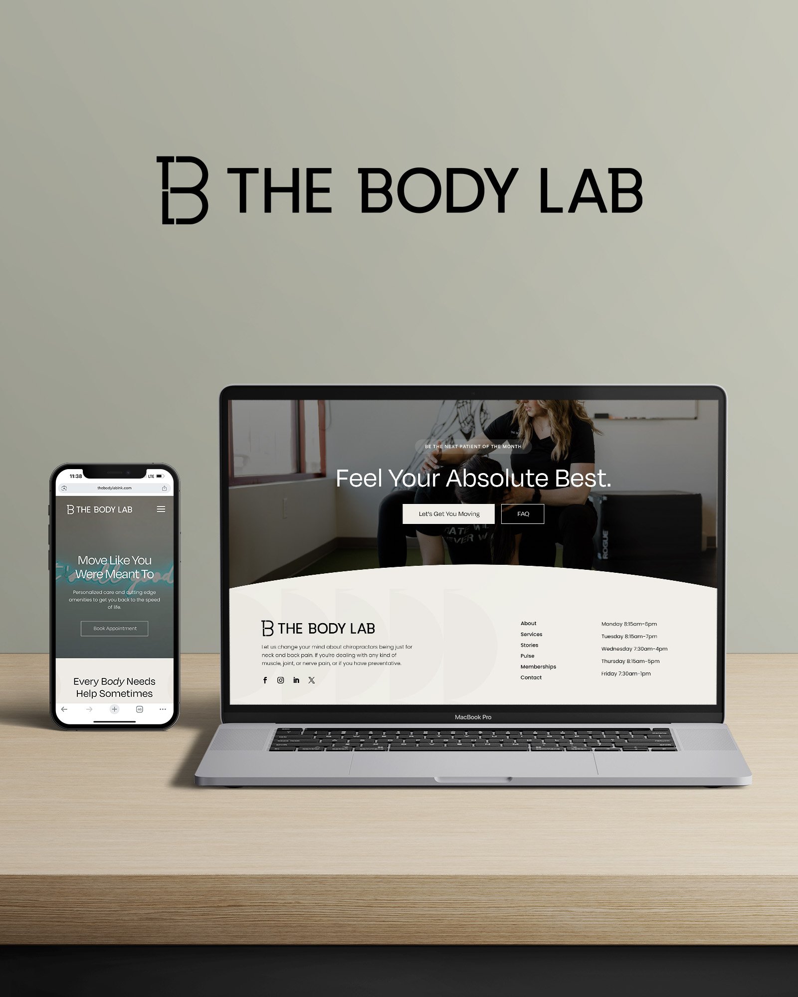 The Body Lab project cover image of iphone and laptop mockups
