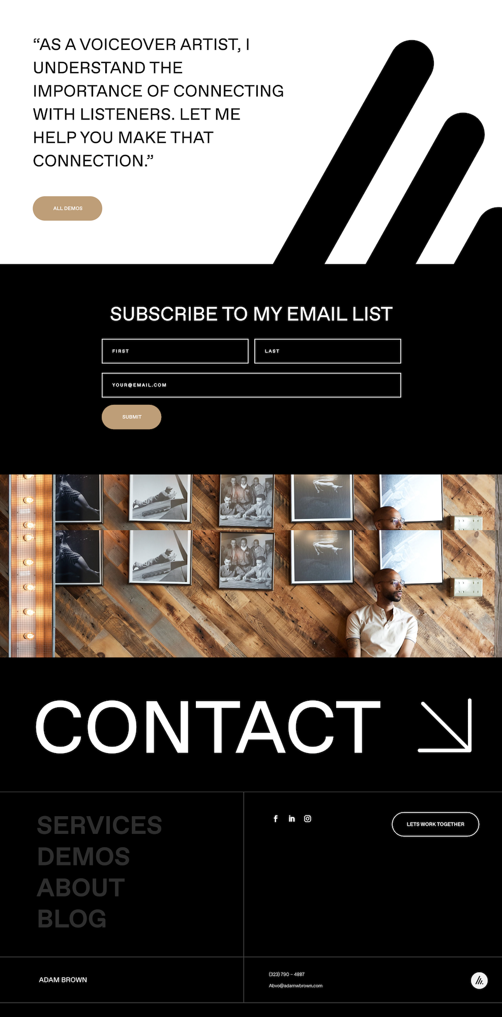Adam Brown voiceover artist website by ARTILLERY