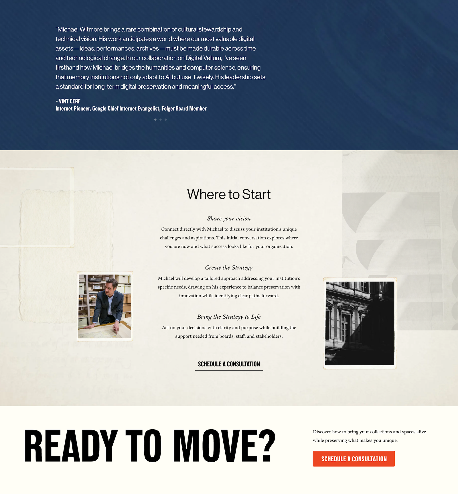 Michael Witmore consulting website for museums, libraries, and nonprofits