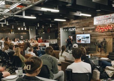 Jake Kramer speaks to a room of students at Nebraska's Engler entrepreneurship program.
