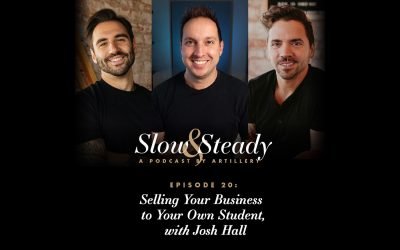 Slow & Steady podcast episode 20 cover with Jake Kramer, Josh Hall, and John Wooten: Selling Your Business to Your Own Student, with Josh Hall